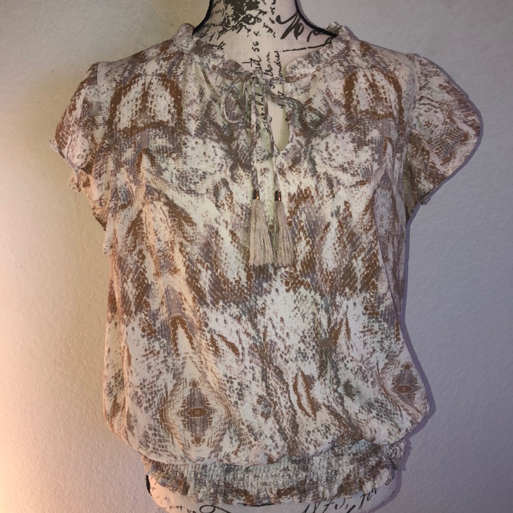 Rose+olive snakeskin blouse